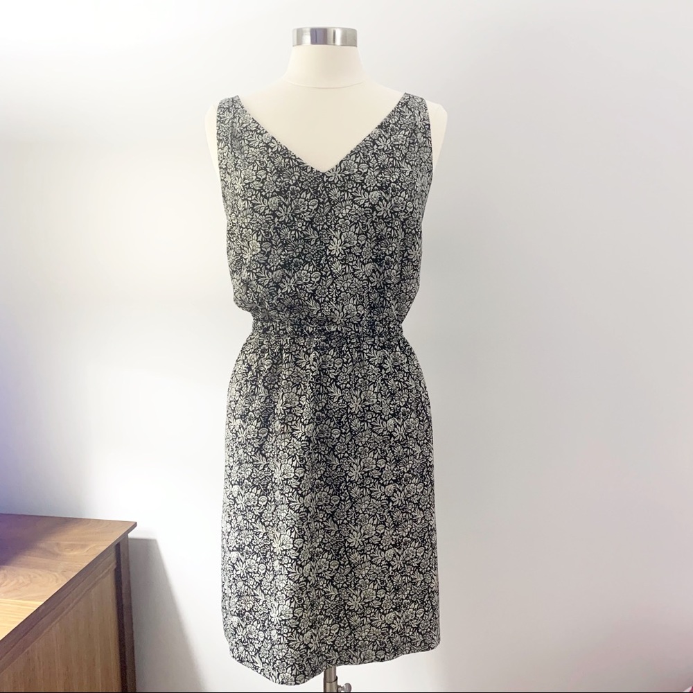 LOFT Black and White Floral Dress